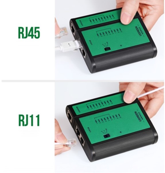 Thiết bị test tín hiệu RJ11, RJ45 dây mạng, dây điện thoại Network Cabe Tester Ugreen 10950 cao cấp